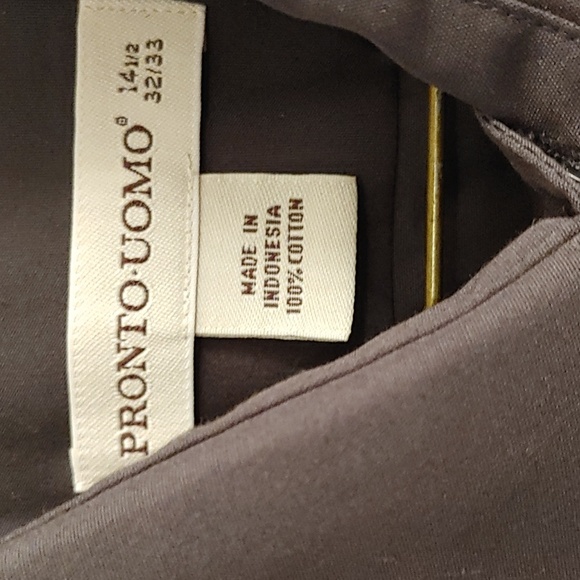 Pronto-Uomo Non Iron Gray Slim Fit Dress Shirt 32/33 - Picture 3 of 11